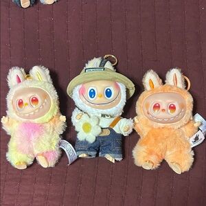 Mystery Plush Bunny Keychain Trio - Pastel Yellow, Cream & Orange